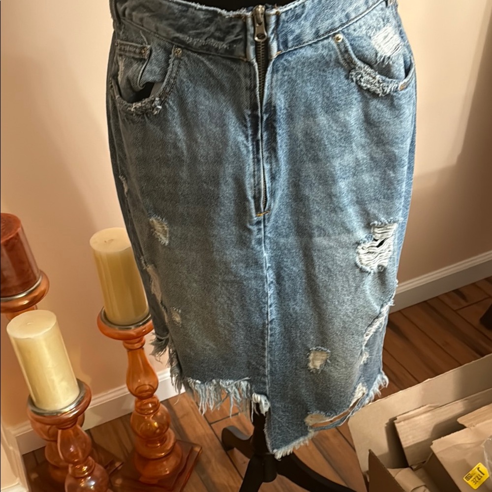 Zara Blue Asymmetrical Pencil Skirt